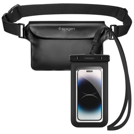 SPIGEN A621 Vodotěsná IPX8 sada - ledvinka + pouzdro na telefon, černá