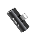 BASEUS CAL46-01 adaptér pro sluchátka a napájení (Lightning na 2x Lightning), černá