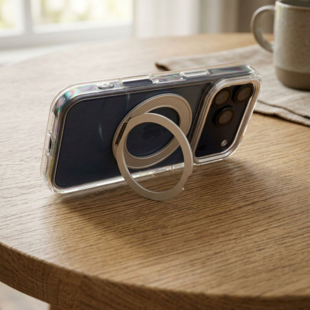 Kryt FRAME CIRCLE STAND iPhone 16 - transparentní