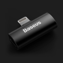 BASEUS CAL46-01 adaptér pro sluchátka a napájení (Lightning na 2x Lightning), černá