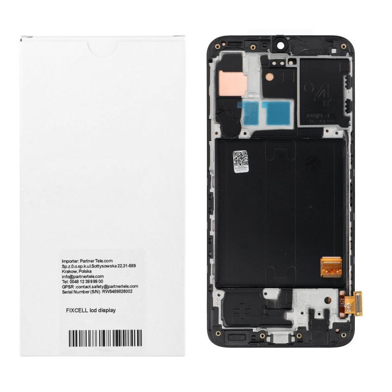 LCD displej FIXCELL pro SAMSUNG A40 AMOLED s rámečkem - černá (výměna skla)