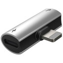 BASEUS CAL46-S1 adaptér pro sluchátka a napájení (Lightning na 2x Lightning), stříbrná