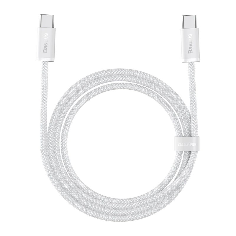 BASEUS CALD000202 Dynamic Series Opletený datový a nabíjecí kabel USB-C/USB-C 100W, 1m, bílý