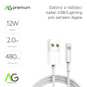AG PREMIUM C602 kabel USB/Lightning pro Apple zařízení, délka 2m, bílá barva, bulk balení