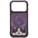 Kryt NIMMY BIG EYED LYING CREAM CAT pro iPhone 18 Pro fialová