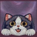 Kryt NIMMY BIG EYED LYING CREAM CAT pro iPhone 18 Pro fialová