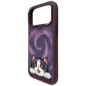Kryt NIMMY BIG EYED LYING CREAM CAT pro iPhone 18 Pro fialová