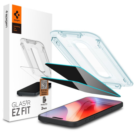 Spigen Glas.tR EzFit Privacy tvrzené sklo pro iPhone 15/16 s montážním rámečkem (2 ks)