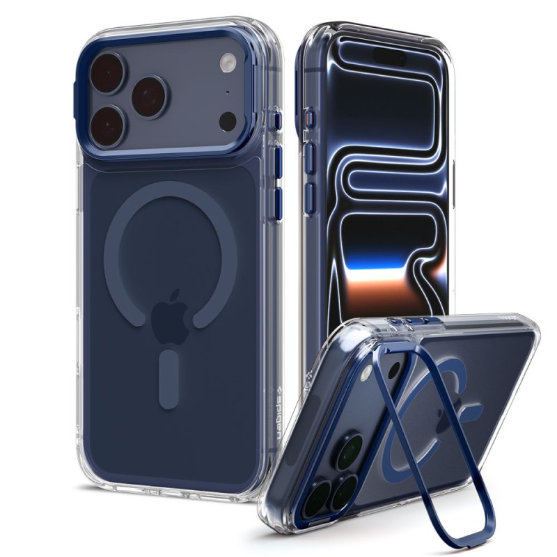 Kryt Spigen ULTRA HYBRID OPTIK S MAGSAFE pro iPhone 17 Pro Max / 18 Pro Max - průhledný/temně modrá