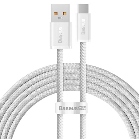 BASEUS CALD000702 Dynamic Series Opletený datový a nabíjecí kabel USB/USB-C 100W, 2m, bílý