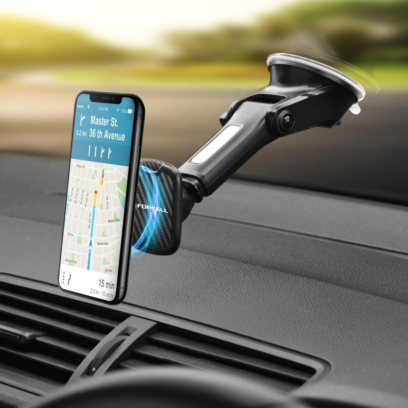 Držák Magnetic car phone holder Forcell F-GRIP CARBON H-CT327 pro telefon - černý