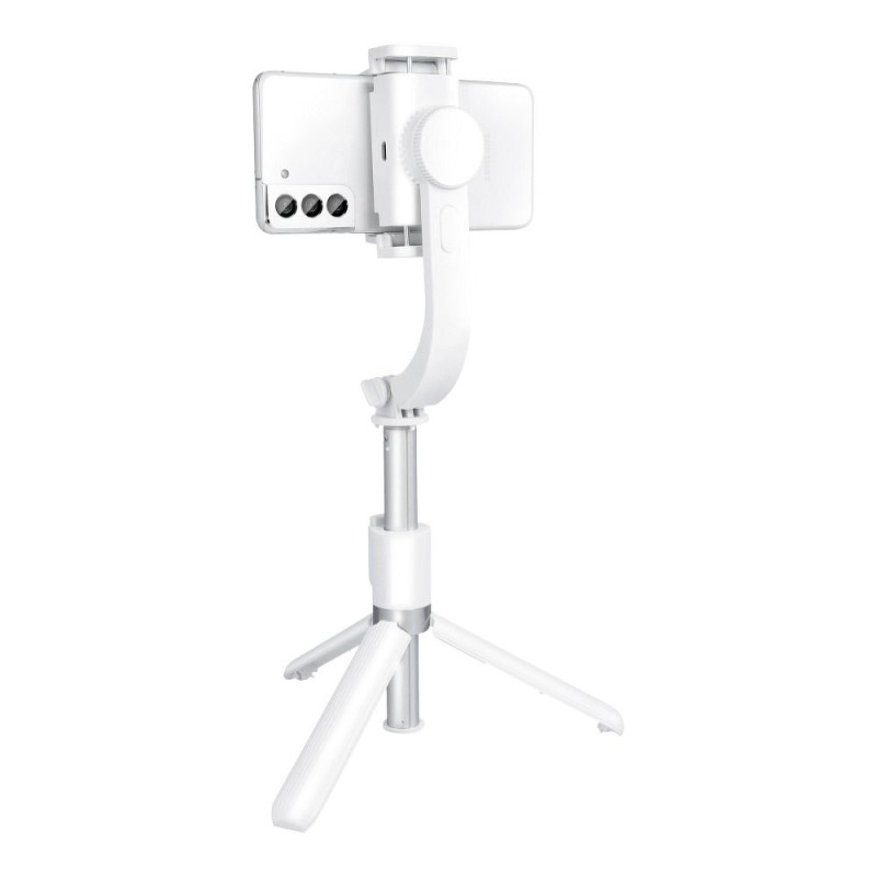 Selfie tyč stativ s bezdrátovým dálkovým ovládáním GIMBAL SSTR-L08 pro mobil - bílá
