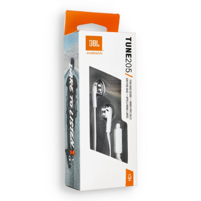 Sluchátka JBL T205 pro smartphony - bílá