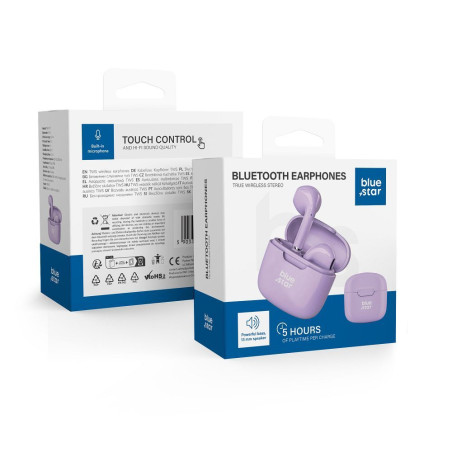 Sluchátka Blue Star FI7 TWS fialová – Bluetooth 5.3
