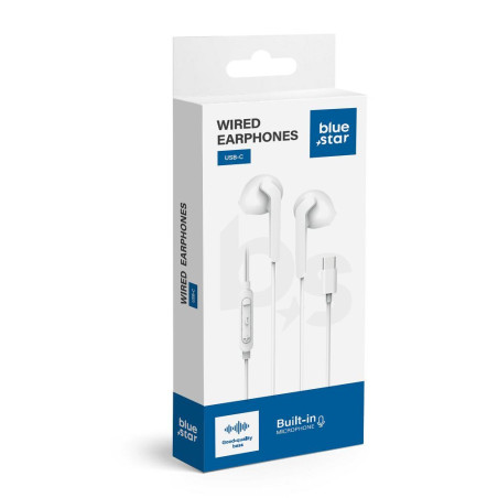 Blue Star PA-M15C-R USB-C sluchátka s mikrofonem - bílá