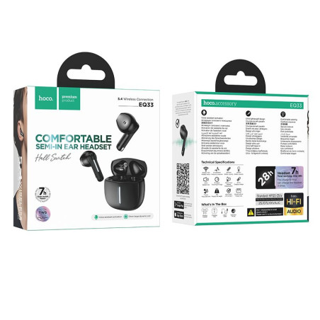 Hoco EQ33 TWS sluchátka Bluetooth 5.4 černá