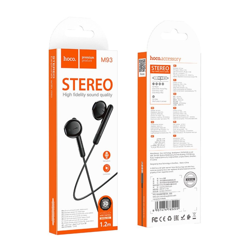 Sluchátka Hoco M93 pro 3,5 mm jack - černá