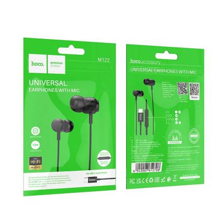 Sluchátka Hoco M122 USB-C do uší – černá