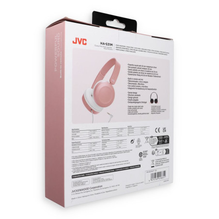 JVC HAS31MPE drátová sluchátka růžová s mikrofonem