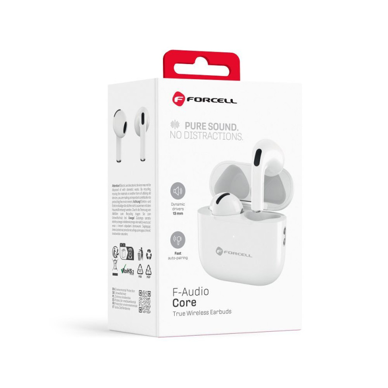 Sluchátka TWS FORCELL CORE pro bezdrátové použití - white (bílá)