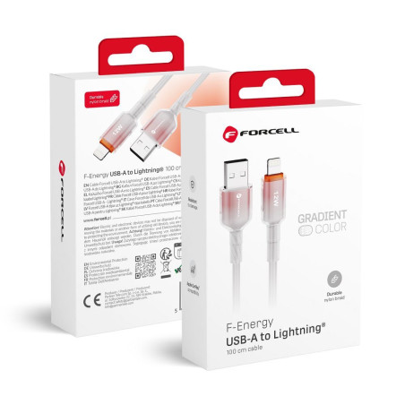 Kabel Forcell F-ENERGY 2,4A 12W pro Apple zařízení 1 m - bílý