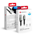 Kabel USB pro iPhone FORCELL F-ENERGY 2,4A 12W pro Apple Lightning 0,25 m - černý