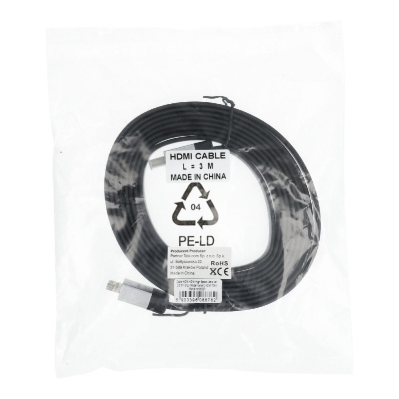 Kabel HDMI pro zařízení s HDMI vstupem 3 m - černý