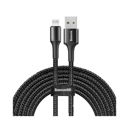 BASEUS CALGH-E01 Halo Opletený svítící kabel USB/Lightning 10W, 3m, černý