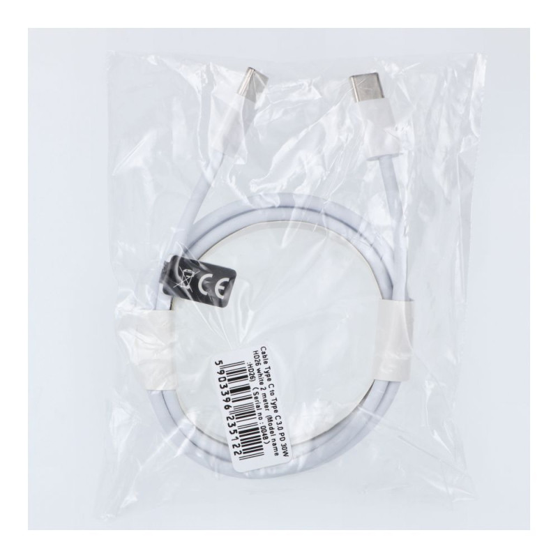 Kabel USB-C to Type C PD QC3.0 pro zařízení s USB-C 2 m - bílý