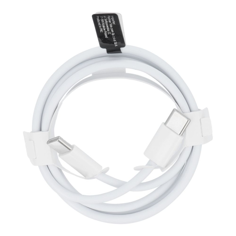 Kabel USB-C na USB-C PD QC3.0 3A 30W pro zařízení s USB-C 1 m - bílý