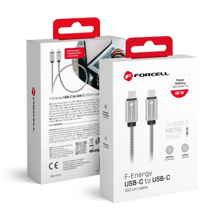 Kabel Forcell F-ENERGY pro zařízení 1 m - stříbrná
