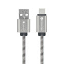 Kabel Forcell F-ENERGY QC3.0 USB-A/USB-C 1 m - stříbrný