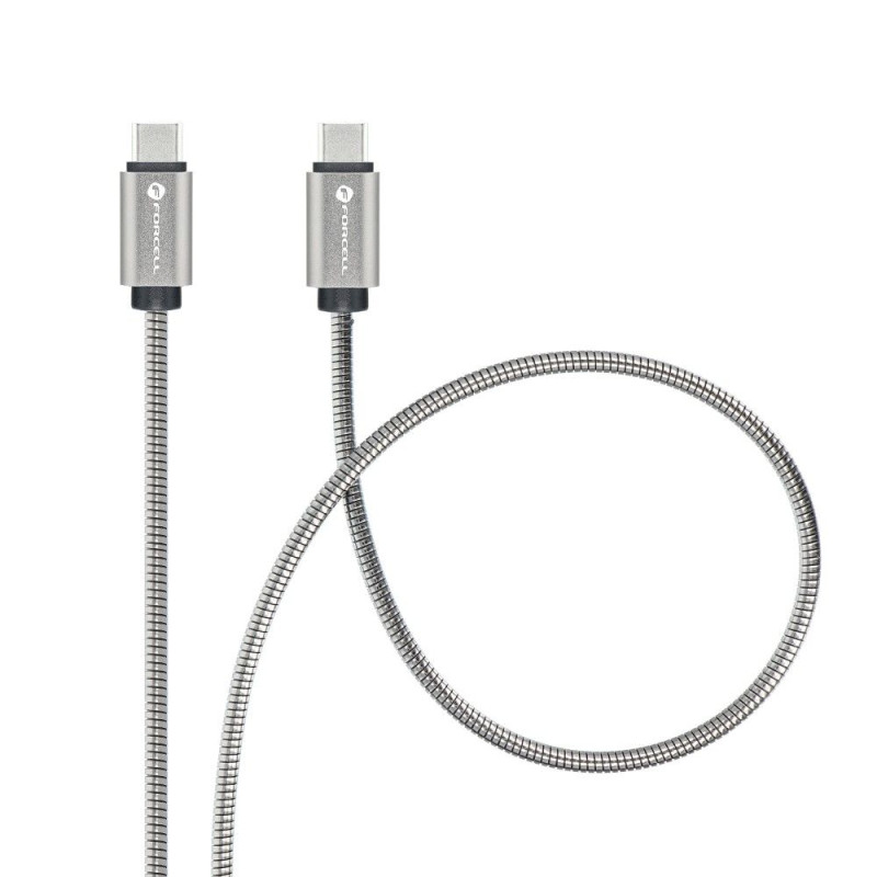Kabel Forcell F-ENERGY pro USB-C zařízení 1 m - stříbrná