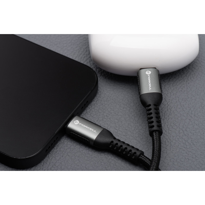 Kabel USB C Forcell F-ENERGY QC4.0 PD 5A 240W pro zařízení USB-C 2 m - černý