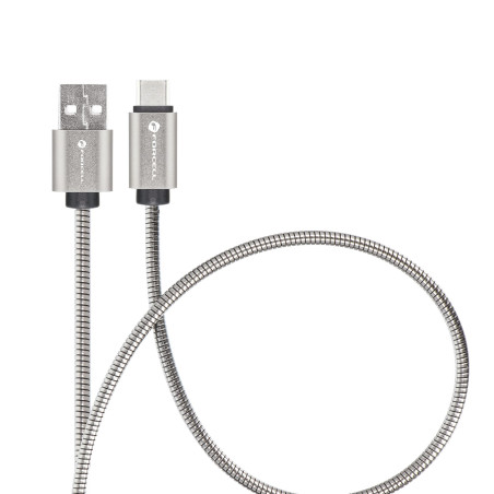 Kabel USB-A na USB-C Forcell F-ENERGY QC4.0 3A 66W 2 m stříbrná