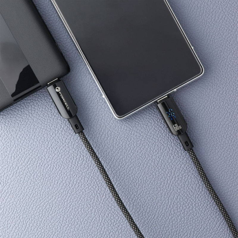 Kabel USB C to USB C Forcell F-ENERGY QC4.0 PD 3A 60W pro nabíjení 1,2 m - černý