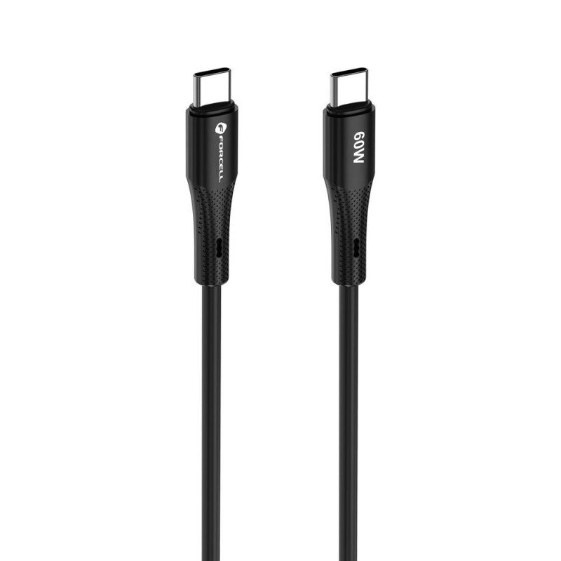 Kabel Forcell F-ENERGY PD 3A 60W SILICONE pro USB-C zařízení 1 m - černý