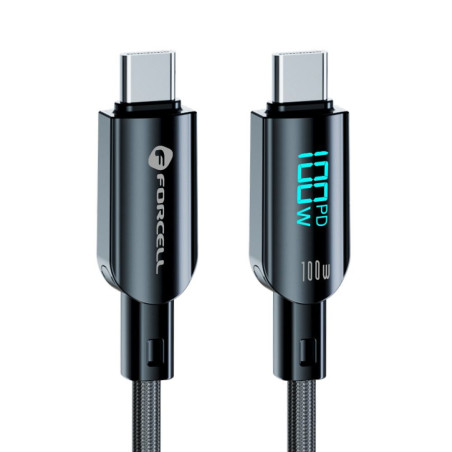Kabel USB C – USB C Forcell F-Energy QC4.0 PD 5A 100W pro nabíjení 1,2 m - černý