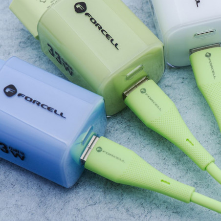 Kabel Forcell F-ENERGY USB-C na USB-C 60W 1 m - zelený