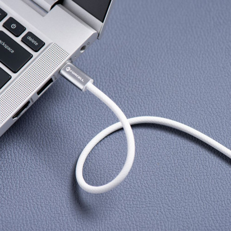 Kabel USB-C na USB-C Forcell F-ENERGY QC4.0 PD 5A 100W pro nabíjení zařízení 1,2 m - bílý