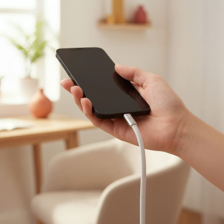 Kabel USB C – USB C Forcell F-ENERGY QC4.0 PD 3A 60W Cafule Flat pro USB-C zařízení 1,2 m - bílý