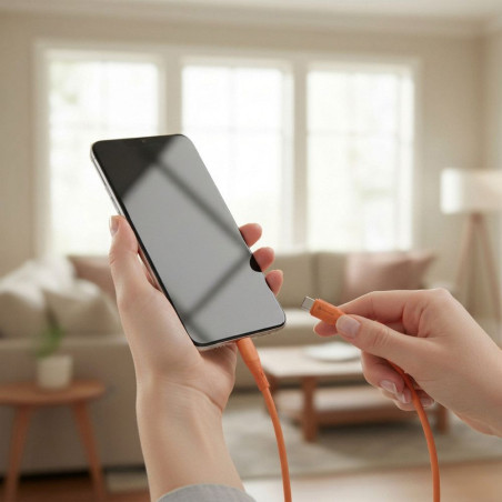 Kabel Forcell F-ENERGY QC4.0 PD 5A 100W USB-C na USB-C pro chytré telefony/tablety/laptopy 1 m - tmavě modrý oranžový