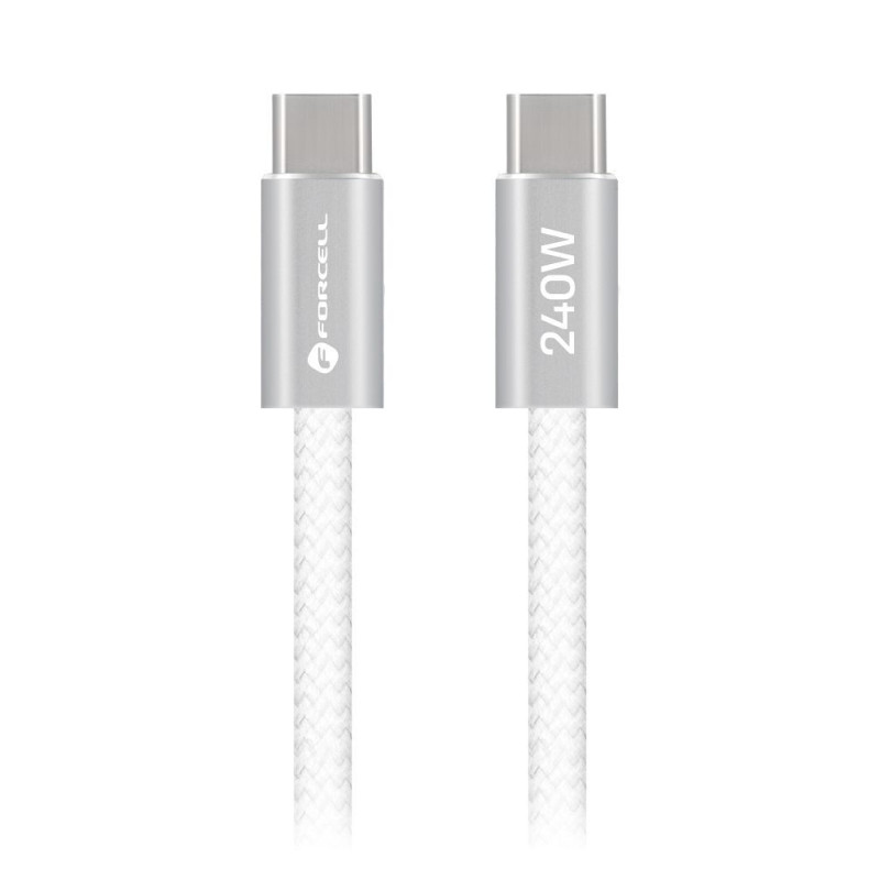 Kabel Forcell F-ENERGY QC4.0 PD 5A 240W Cafule Flat pro USB-C zařízení 1,2 m - bílý