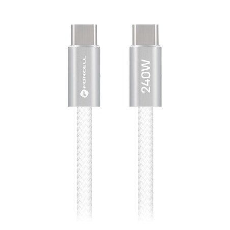 Kabel Forcell F-ENERGY QC4.0 PD 5A 240W Cafule Flat pro USB-C zařízení 1,2 m - bílý