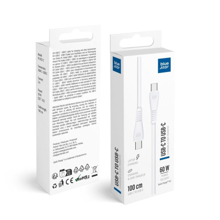 Kabel Blue Star PJ-DQ1-CL pro USB-C zařízení 1 m - bílá