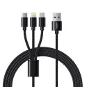 Kabel 3v1 Veger V303 USB-A / Lightning / USB-C - black