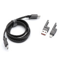 Forcell 4v1 USB-C/USB-A/Lightning kabel 1 m chrome