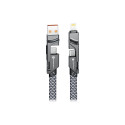 Forcell 4v1 USB-C/USB-A/Lightning kabel 1 m chrome