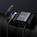 BASEUS CALHZ-01 Dvouportový USB Hub s Lightning kabelem 1,5m pro zadní sedadla automobilu, černý
