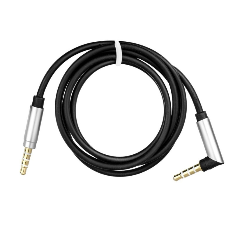 Kabel pro audio jack 3,5 mm - černý (90° konektor) 1 m